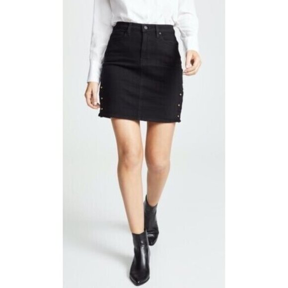NWT Hudson Lulu Gold Pierced High Waist Stretch Black Denim Skirt Size 27   $225 - Picture 1 of 14